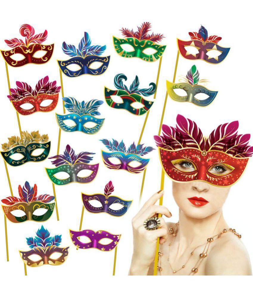 Party Propz Photo Props M*sk Set of 15 Pieces / Paper m*sk for Party
