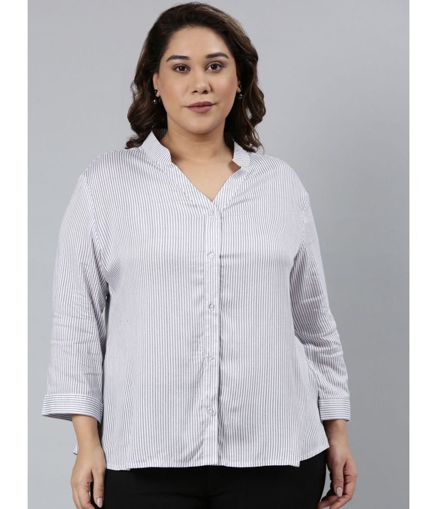     			TheShaili - White Rayon Women's Shirt Style Top ( Pack of 1 )