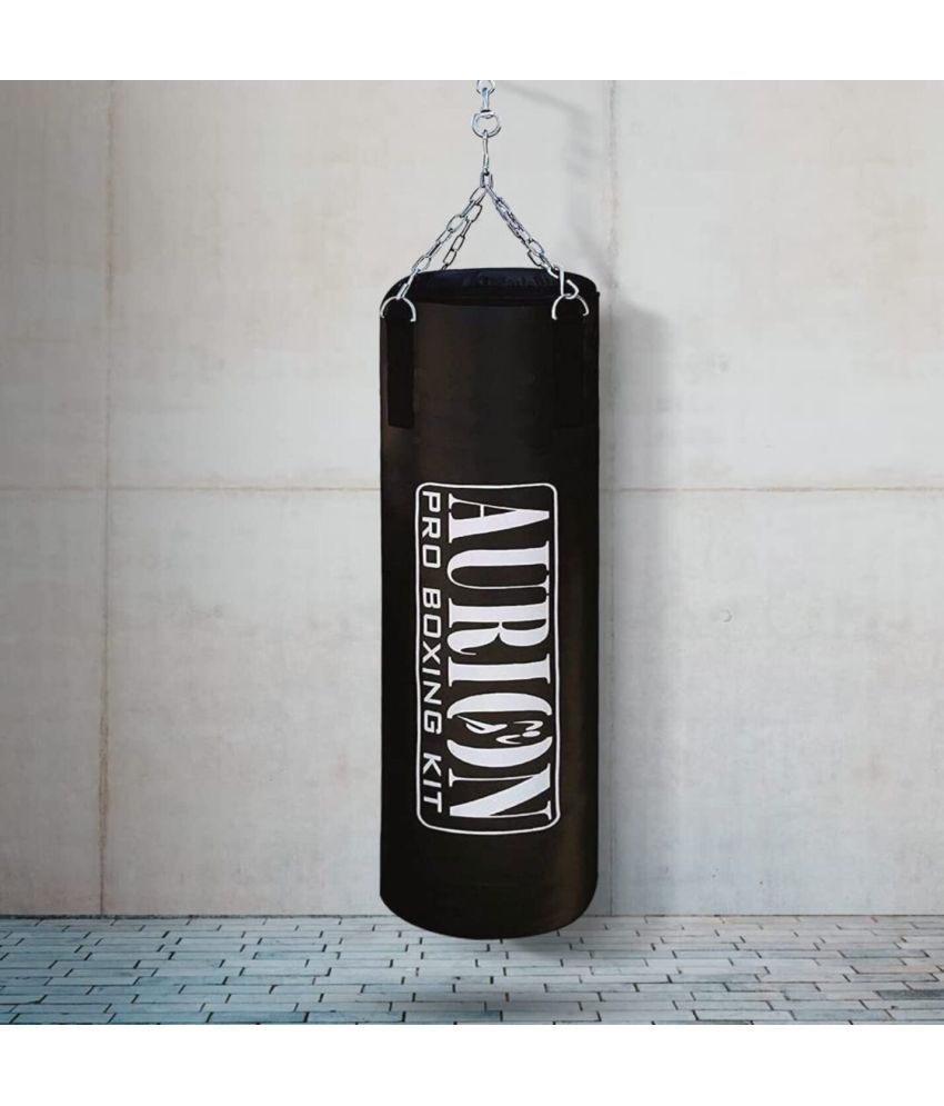     			Aurion 4 Feet Filled SRF Material Boxing Punching Bag with Hanging Chain and One Pair Boxing Hand Wraps