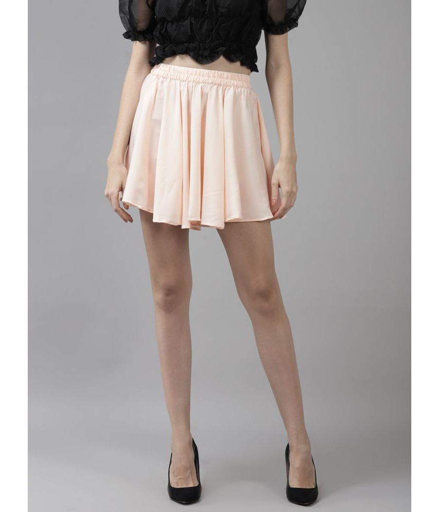Aarika - Peach Polyester Women's Circle Skirt ( Pack of 1 )