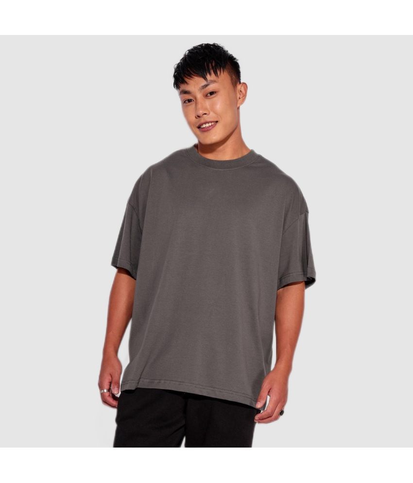 Bewakoof - Grey Cotton Regular Fit Men's T-Shirt ( Pack of 1 )