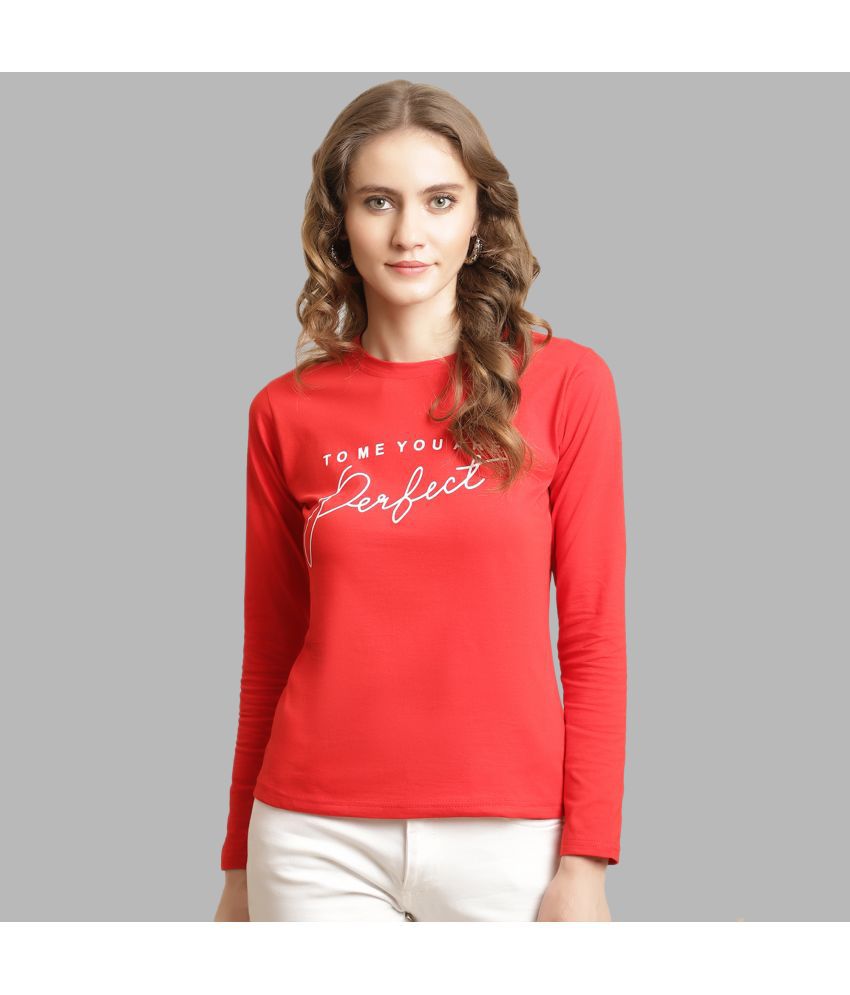     			Fabflee - Red Cotton Regular Fit Women's T-Shirt ( Pack of 1 )