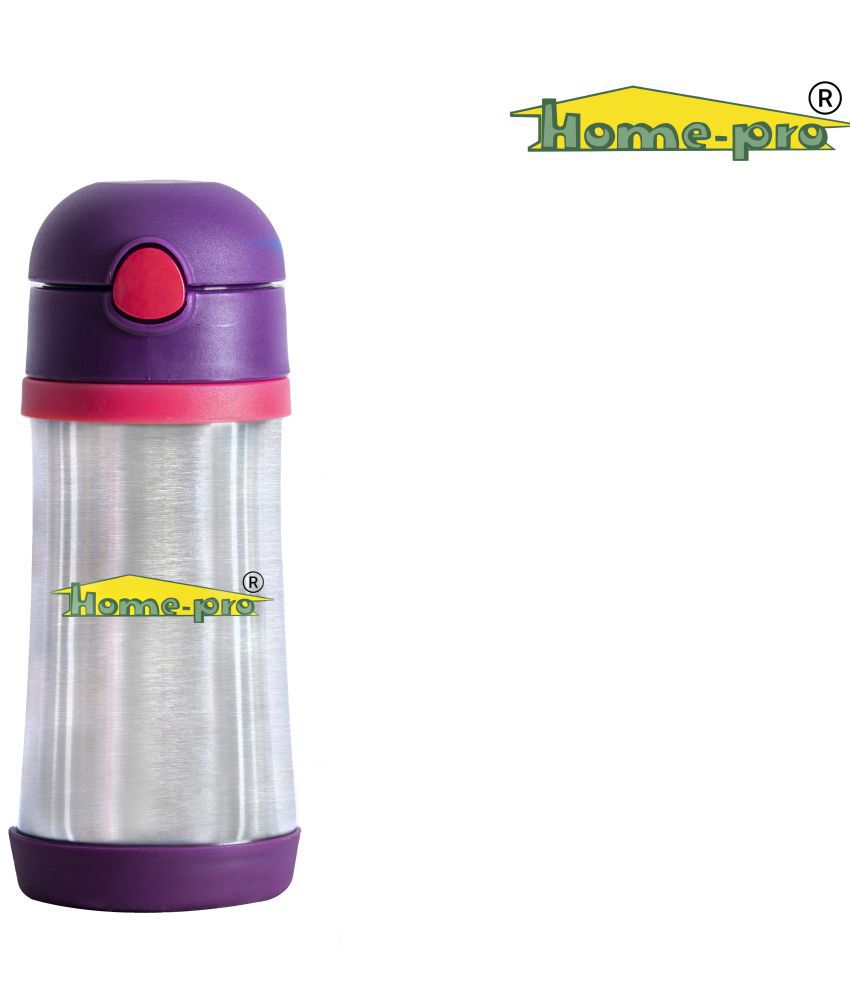     			HomePro - 304 Stainless Steel Vacuum Kids bottle with sipper and carry strap, beverage stays hot or cold for 24 hours, 100% food grade, BPA free and kids safe, Violet