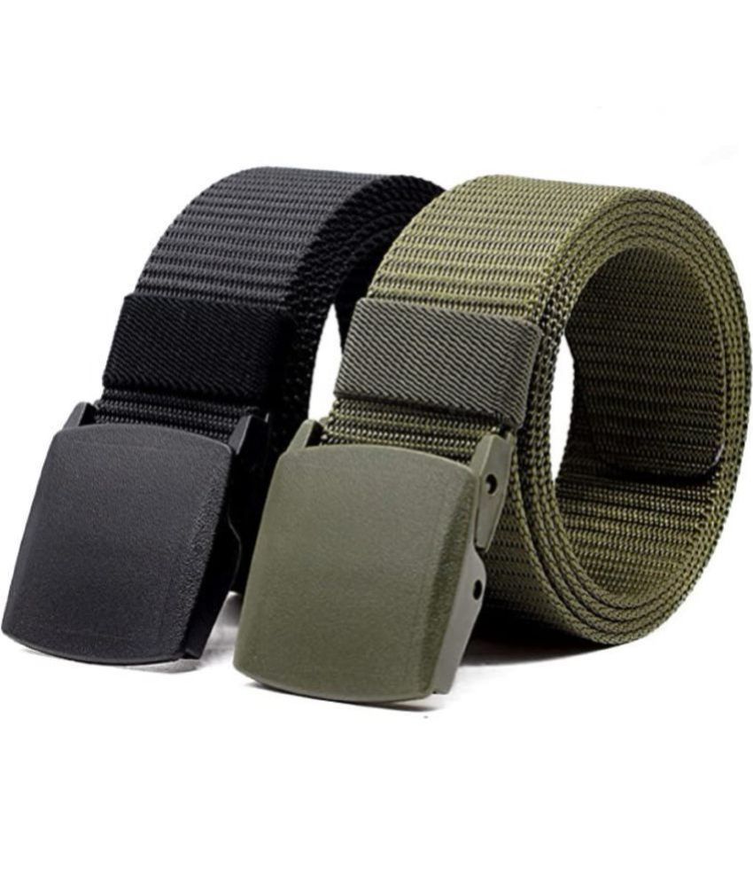     			Kingluster - Black Canvas Men's Casual Belt ( Pack of 2 )