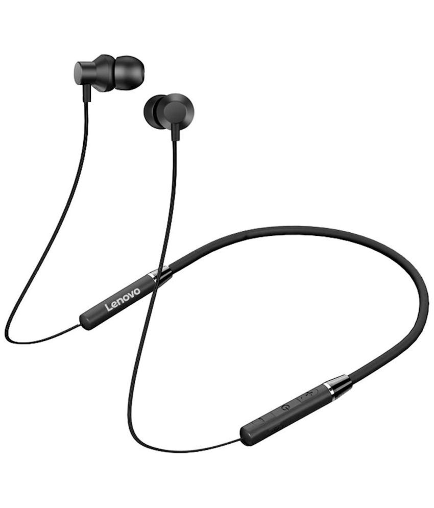 Lenovo HE05 In Ear Bluetooth Neckband 8 Hours Playback IPX4(Splash & Sweat Proof) Powerfull bass -Bluetooth V 5.0 Black