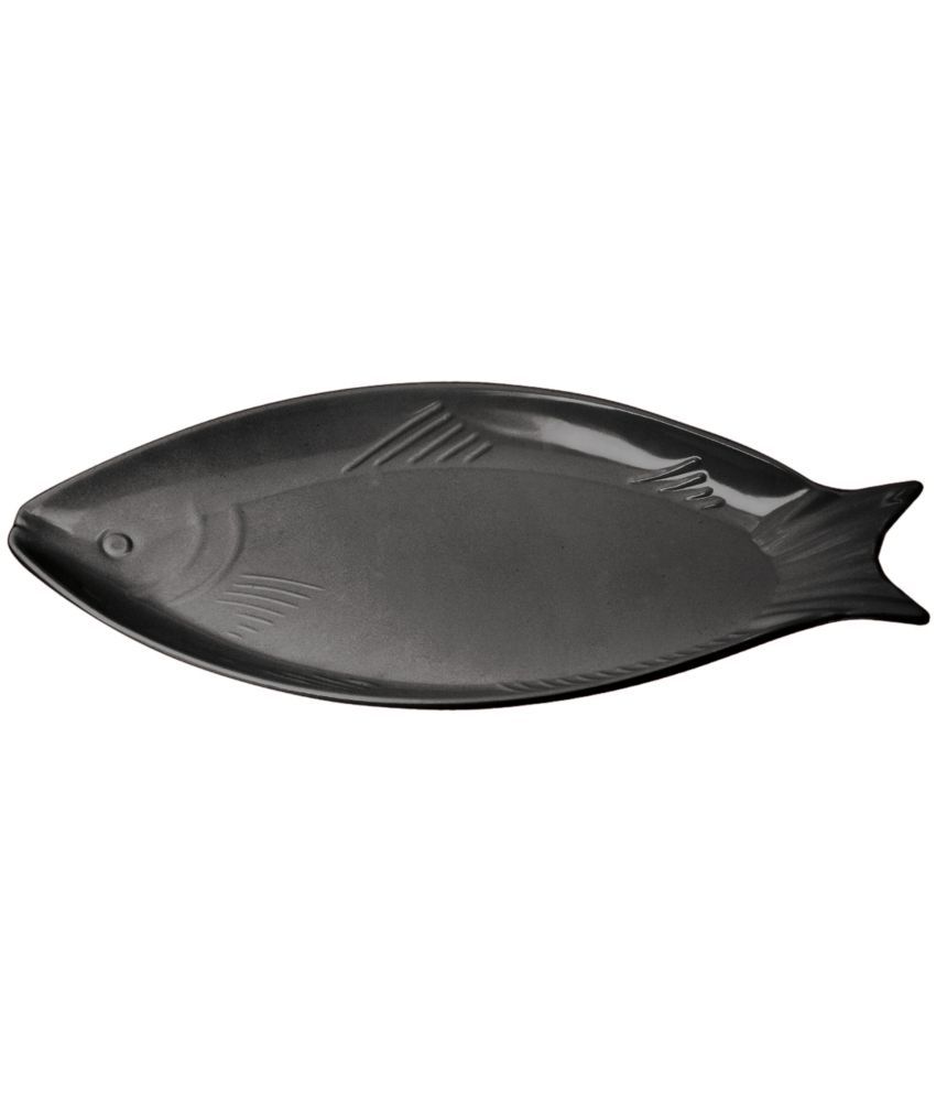     			Milton Fish Melamine Platter, Black, 15.8 inch