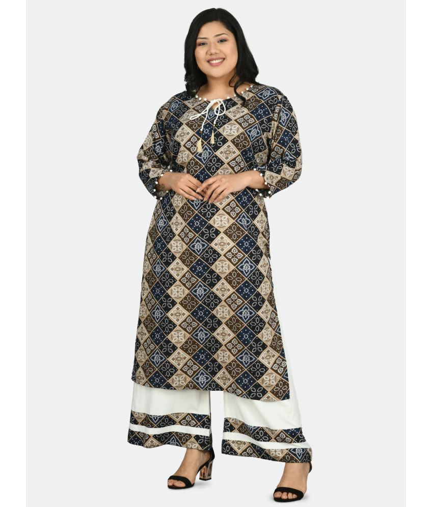     			PrettyPlus by Desinoor - Blue Straight Rayon Women's Stitched Salwar Suit ( Pack of 1 )