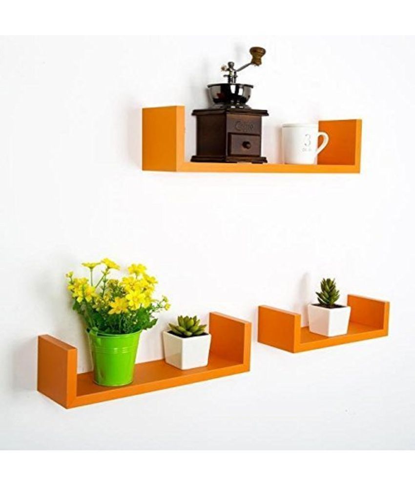 TFS Floating Shelves Orange MDF Pack of 1 Buy TFS Floating Shelves