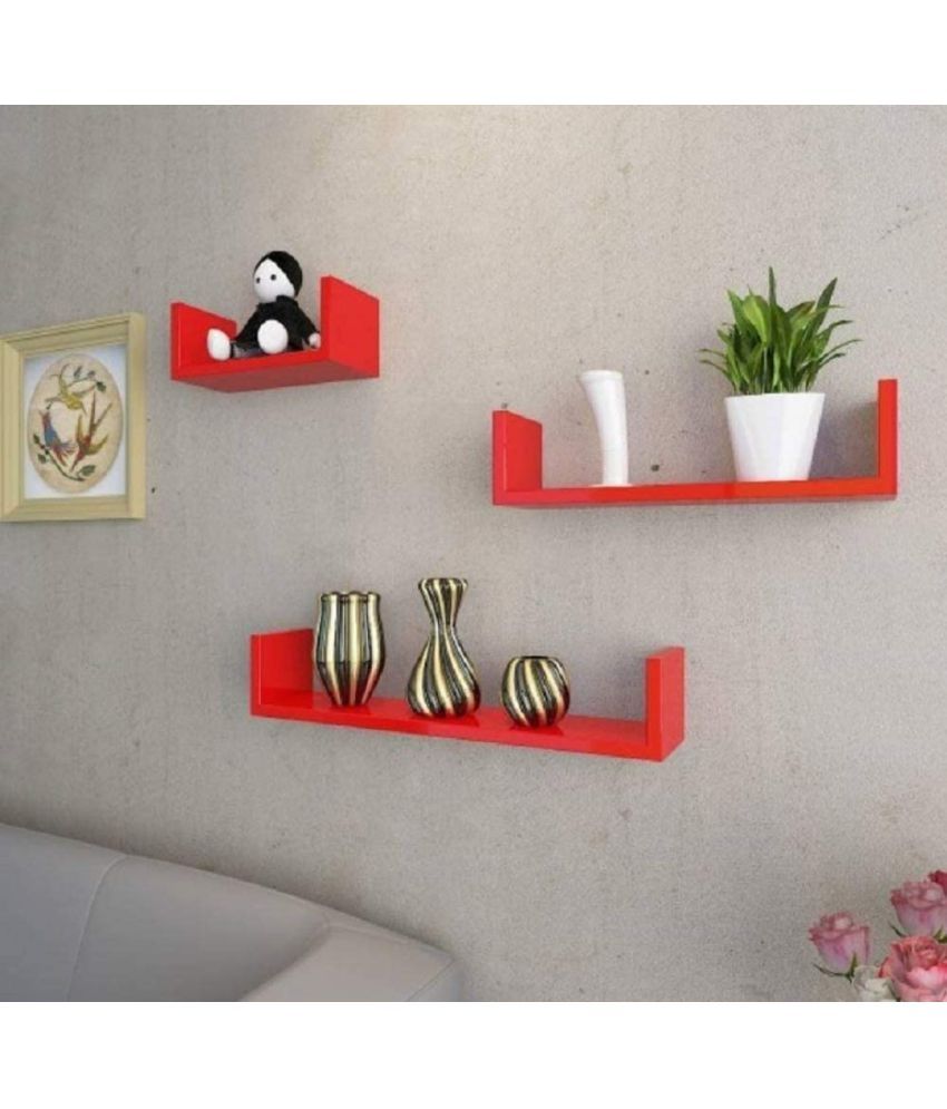 TFS Floating Shelves Red MDF Pack of 1 Buy TFS Floating Shelves Red MDF Pack of 1 at Best
