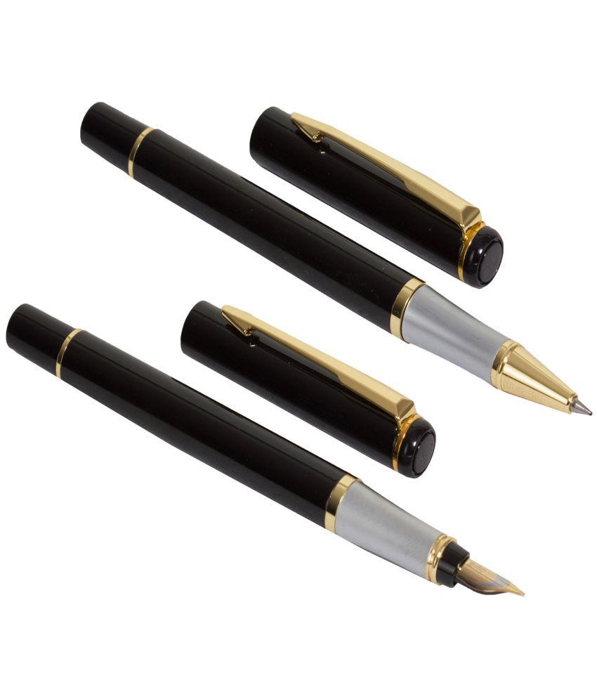     			auteur Premium Black Color Executive Fontain Ink Pen & Roller Ball Pen With Golden Arrow Clip Packed In A Gift Box .