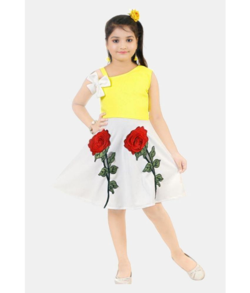     			4 YOU - Yellow Cotton Blend Girls A-line Dress ( Pack of 1 )