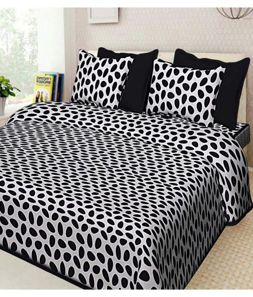     			FrionKandy Living - Black Cotton Double Bedsheet with 2 Pillow Covers