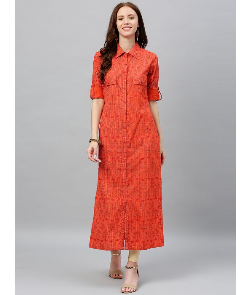     			KIPEK - Orange Cotton Women's Straight Kurti ( Pack of 1 )