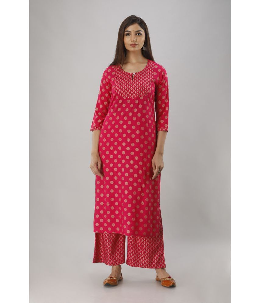     			MAUKA - Pink Straight Rayon Women's Stitched Salwar Suit ( Pack of 1 )