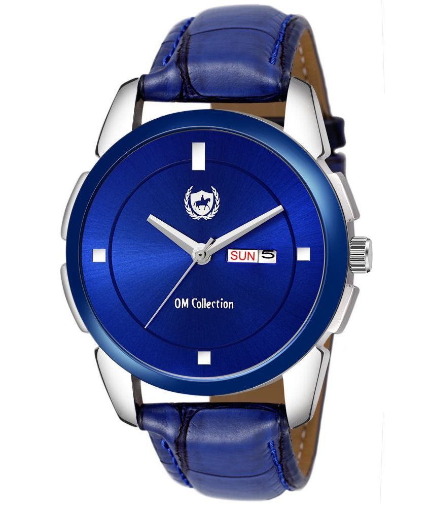     			Om Collection - Blue Leather Analog Men's Watch