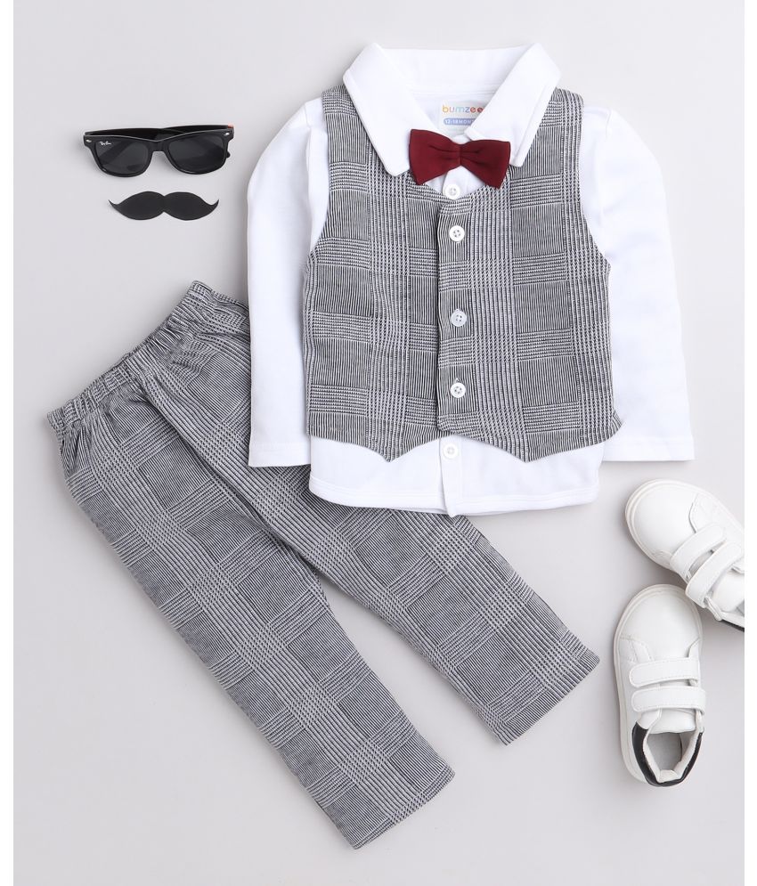     			BUMZEE - Gray Cotton Baby Boy Shirt & Trouser ( Pack of 1 )