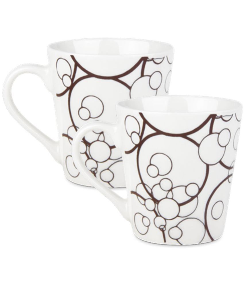     			Treo By Milton Earthen Art Ceramic Mug, Set of 2, 210 ml Each, Black Circle | Microwave Safe | Dishwasher Safe | Coffee Mug | Tea Mug | Mug