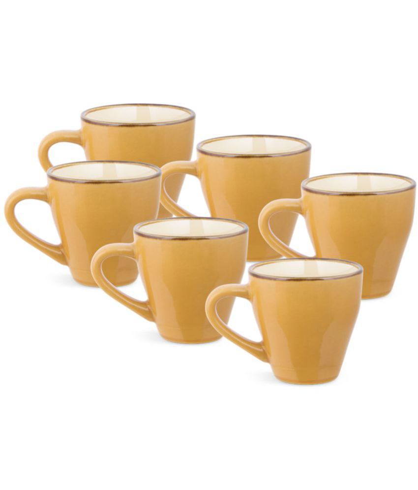     			Treo By Milton Nano D Ceramic Mug, Set of 6, 95 ml Each, Tea Yellow | Dishwasher Safe | Microwave Safe | Easy to Clean | Heat Resistant