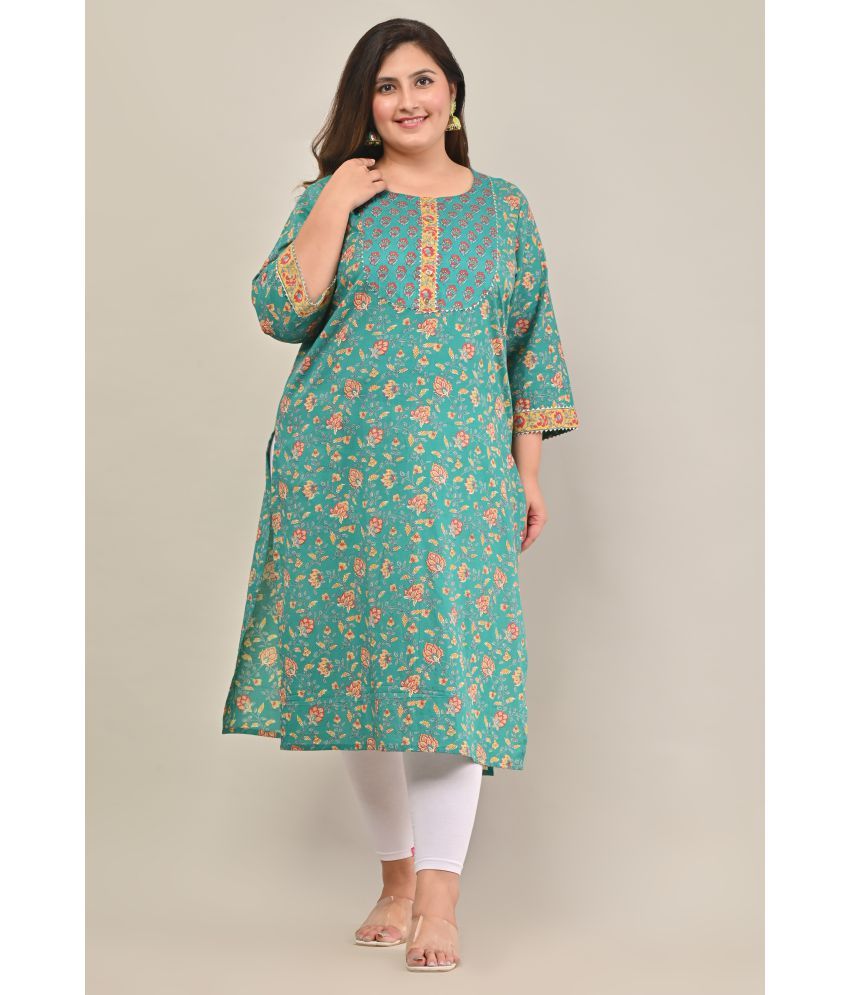     			Swasti - Turquoise 100% Cotton Women's Straight Kurti ( Pack of 1 )