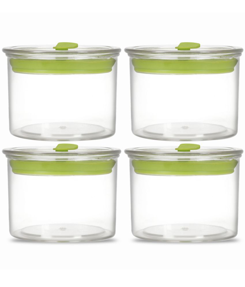     			HomePro - Premium Orio unbreakable airtight High quality transparent plastic storage container with air vent lid pack of 4, food-grade, Bpa-free, round, 500ml Green