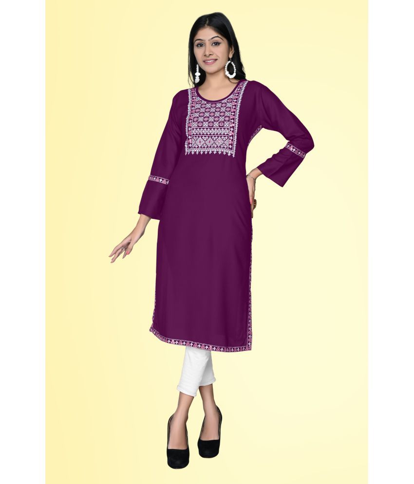     			Kapadia - Purple Rayon Women's Straight Kurti ( Pack of 1 )