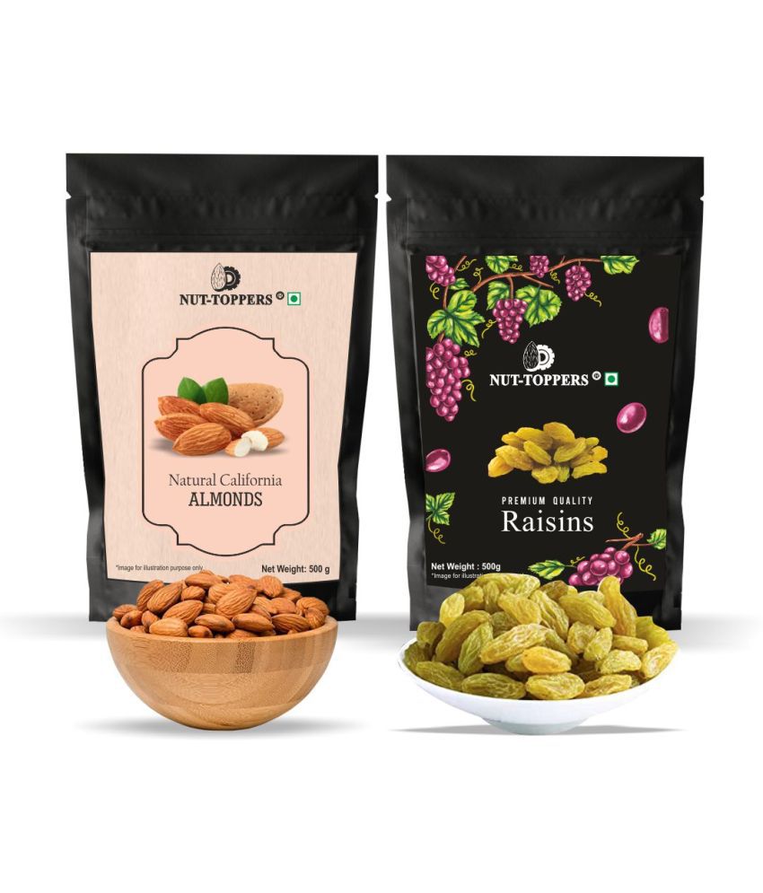     			Nut Toppers Premium Dry Fruits Combo Pack, (California Almonds 500g + Raisins 500g)-1kg