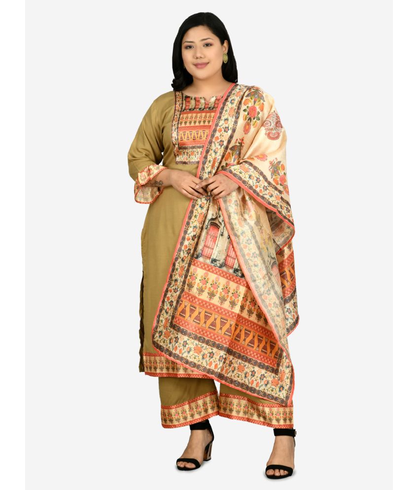     			PrettyPlus by Desinoor - Beige Straight Rayon Women's Stitched Salwar Suit ( Pack of 1 )