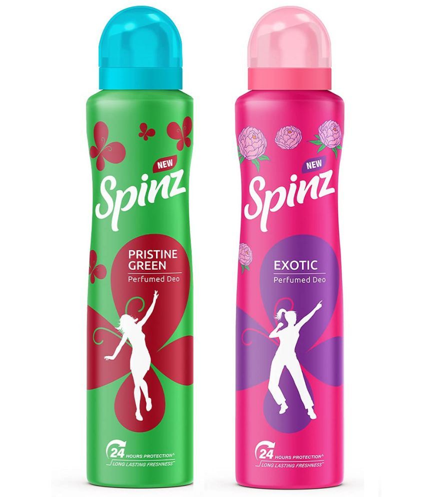     			Spinz - 1 PRISTINE GREEN 1 EXOTIC DEODORANT Deodorant Spray for Unisex 300 ml ( Pack of 2 )