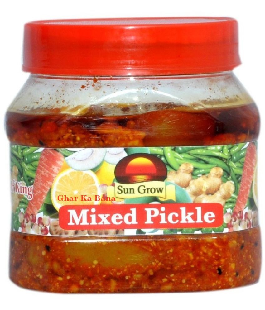     			Sun Grow Ghar Ka Bana Yummy Mixed Pickle Achaar (Mixed Vegetable, Mango, Lime, Green Chilli, Carrot, Ginger) Pickle 500 g