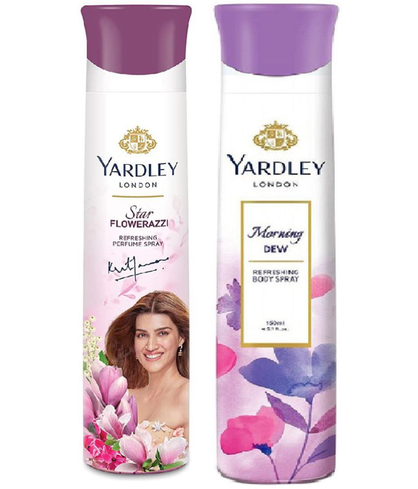     			Yardley London - 1 FLAWERAZZI &1MORNING DEW 150ML EACH Deodorant Spray for Men,Women 300 ml ( Pack of 2 )