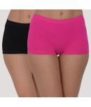 Leading Lady Pack of 2 Cotton Solid Women's Boy Shorts ( Pink )