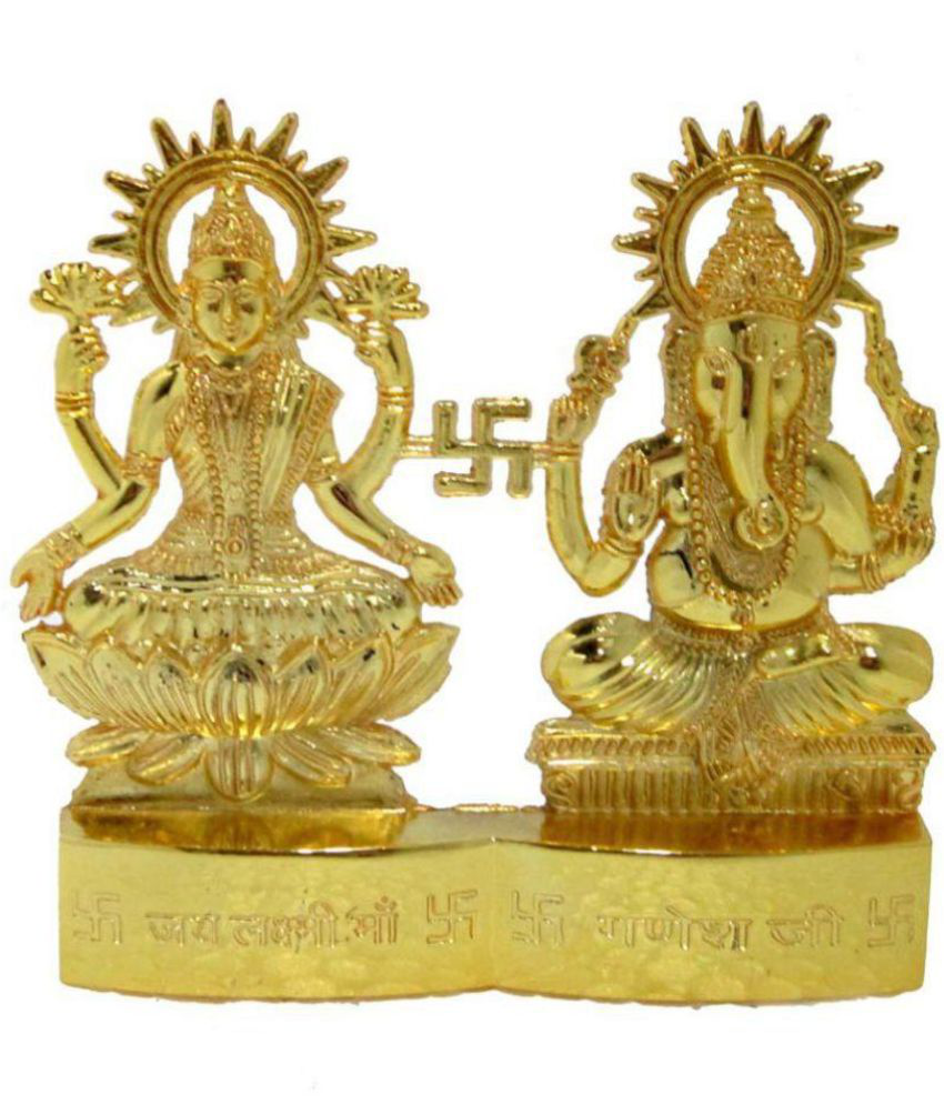     			DvR ClicK - Brass Laxmi Ganesh 8 cm Idol
