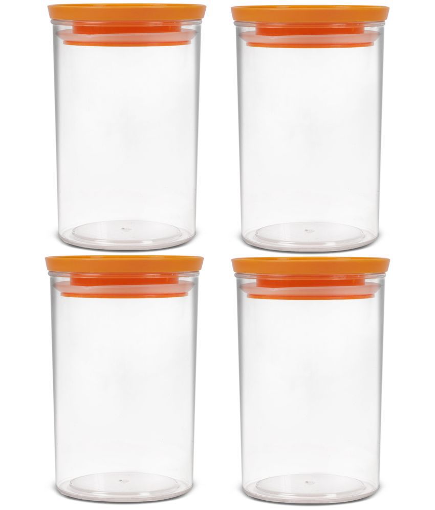     			HomePro - Premium Excellent unbreakable airtight High quality transparent plastic storage container with air vent lid pack of 4, food-grade, Bpa-free, round, 1400ml Orange