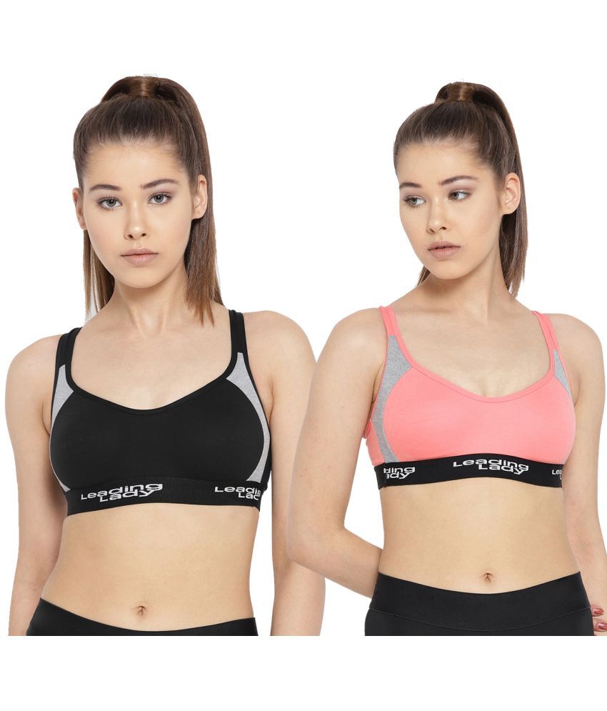     			Leading Lady - Black Cotton Non Padded Women's Racerback bra ( Pack of 2 )