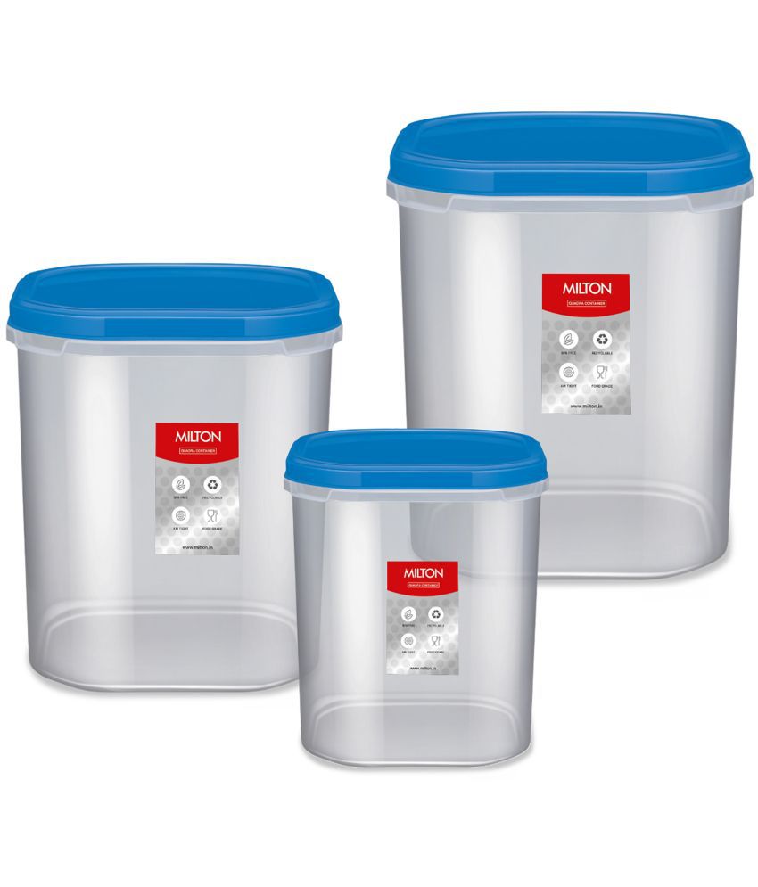     			Milton Quadra Storage Container, Set of 3, 6000 ml, 8000 ml, 12000 ml, Blue