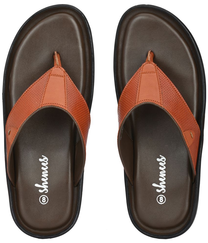     			SHENCES - Tan Men's Leather Slipper