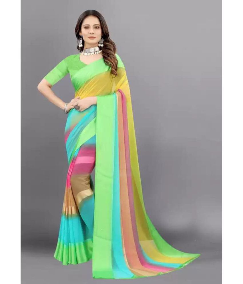     			Sanjana Silks - Green Georgette Saree With Blouse Piece ( Pack of 1 )