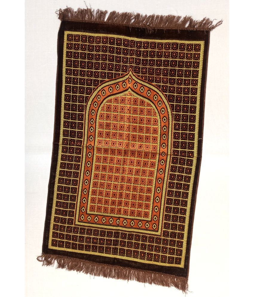     			ALRAZA LOOMS Orange Single Anti-skid Velvet Prayer Mat ( 110 X 70 cm )