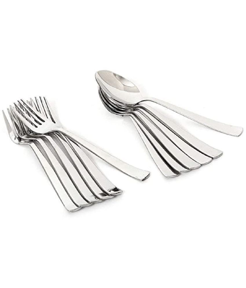     			Analog kitchenware - Silver Stainless Steel Dessert Spoon ( Pack of 12 )