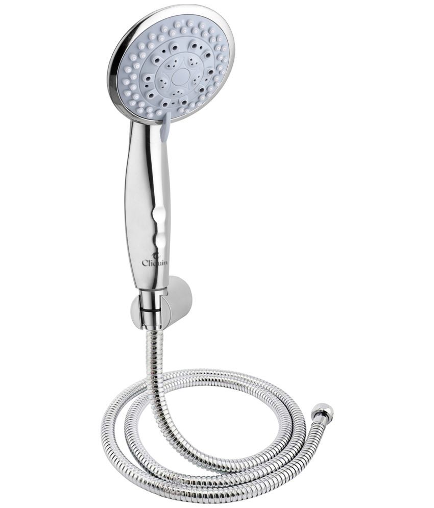     			Cliquin KSHS2306 ABS Hand Shower 5 Flow with SS-304 Grade 1.5 Meter Flexible Hose Pipe and Wall Hook Handheld Hand Shower(Wall Mount Installation Type)