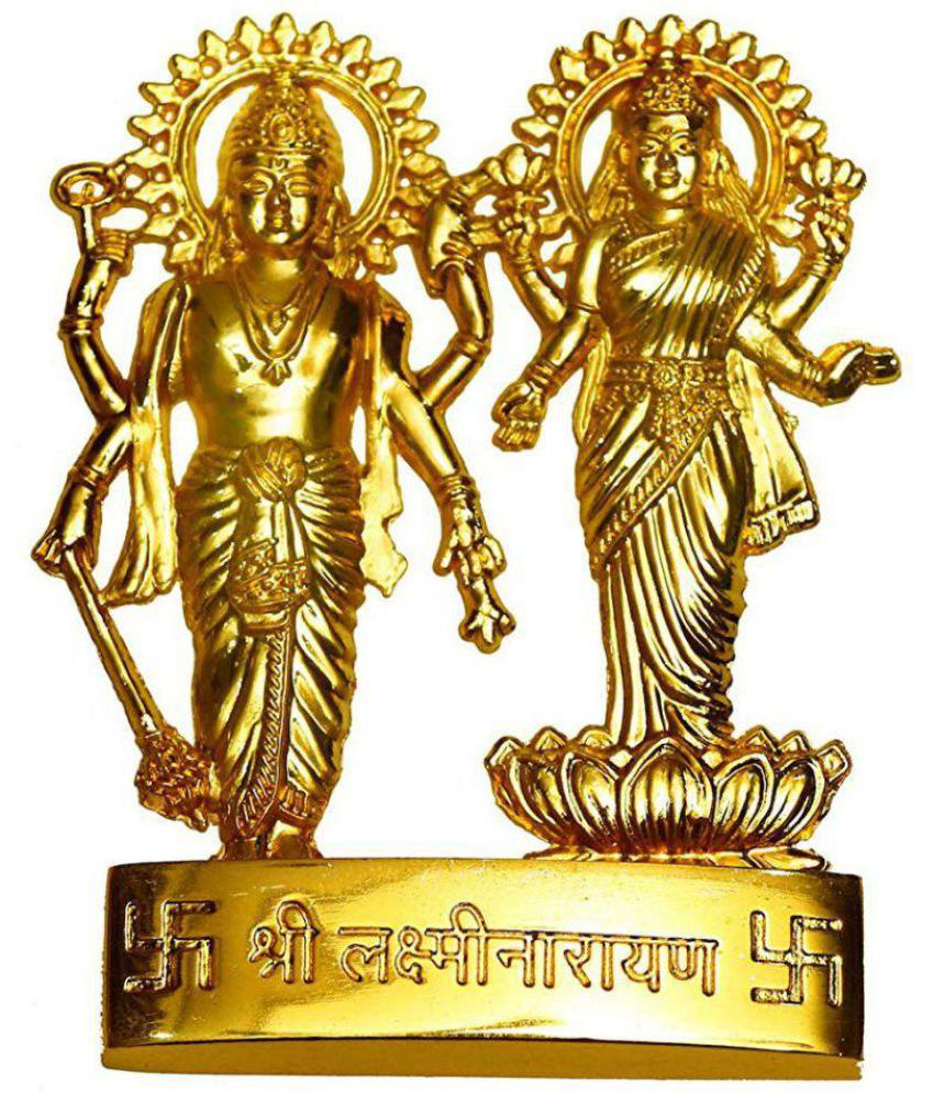     			DvR ClicK - Brass Vishnu Laxmi 10 cm Idol