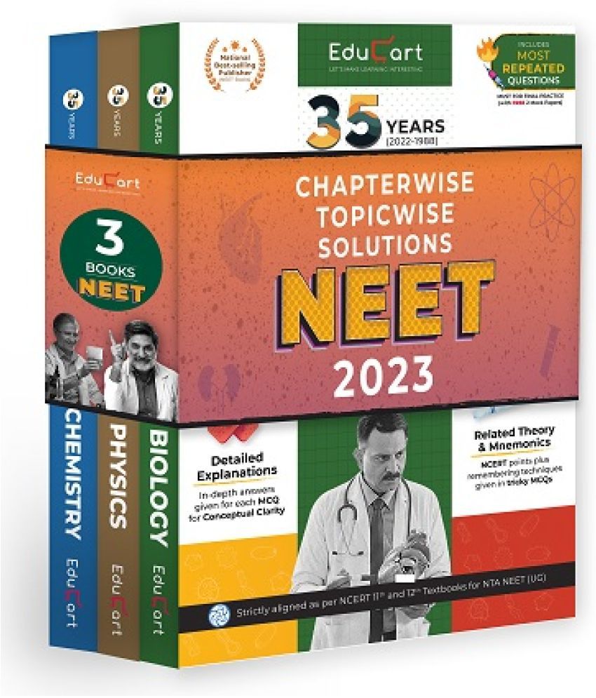     			Educart NEET 35 Years Solved Papers 2023 PHYSICS CHEMISTRY BIOLOGY Chapterwise & Topicwise (With FREE Abhyaas Full Mock papers inside)