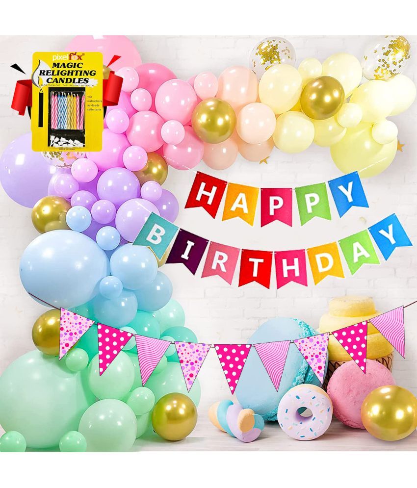 Happy Birthday Decorations Set - 1 pc. Happy Birthday Banner (Multi ...