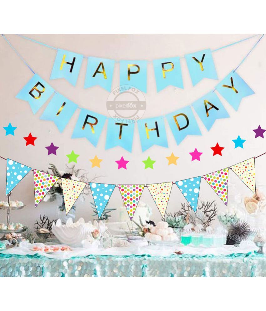 Happy Birthday Decorations Set 1 pc. Happy Birthday Banner (SKY Blue