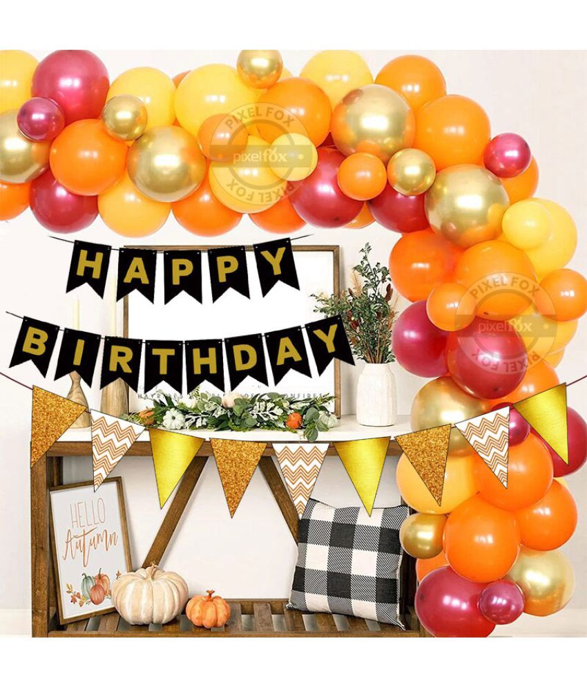 Happy Birthday Decorations Set 1 pc. Happy Birthday Banner (Black