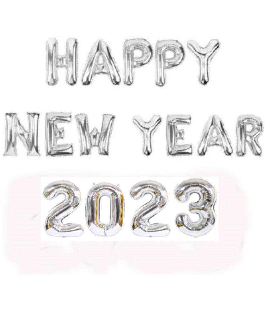     			Kiran Enterprises Happy New Year Foil Letter ( Silver ) +2022 Silver Foil Number For Happy New Year Decoration