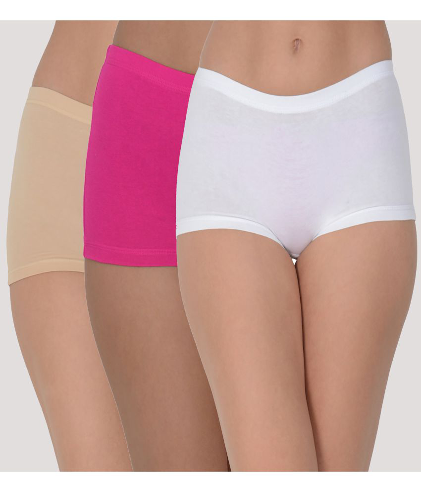     			Leading Lady - Pink Cotton Solid Women's Boy Shorts ( Pack of 3 )