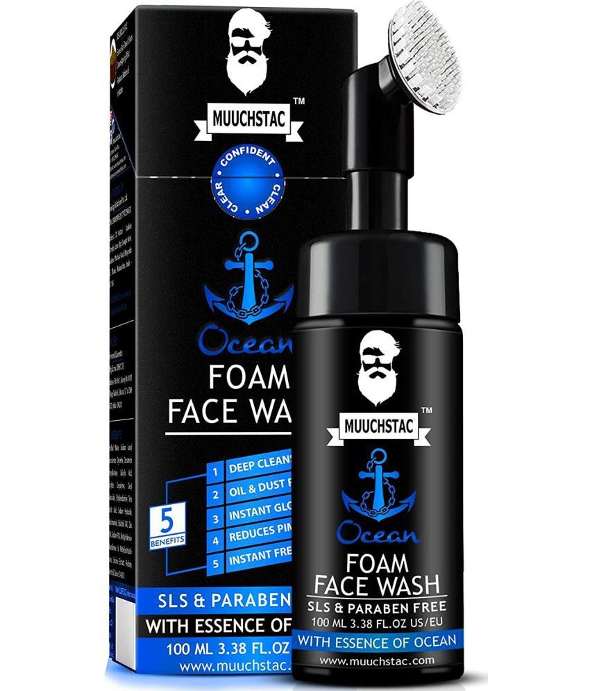     			Muuchstac Ocean Foam Face Wash for Men Inbuilt Brush, For Acne & Pimple, All Skin Types (100ml)