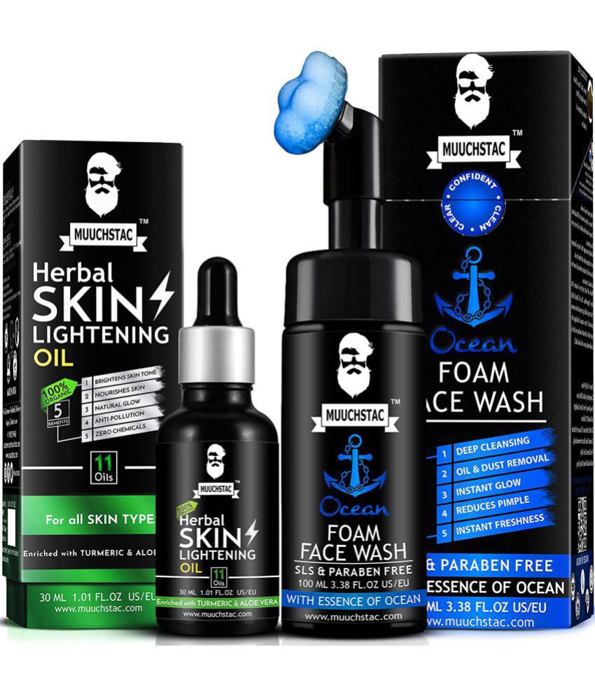     			Muuchstac Herbal Skin Lightening Face Oil & Ocean Foam Face Wash for Men (Pack of 2)