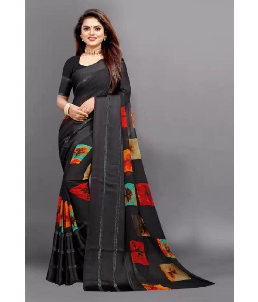     			Sanjana Silks - Black Georgette Saree With Blouse Piece ( Pack of 1 )